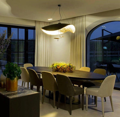 Aurisina Pendant Lamp Black Gold Curved Shade