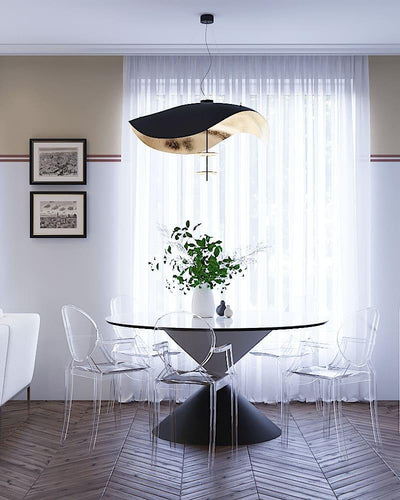Aurisina Pendant Lamp Black Gold Curved Shade