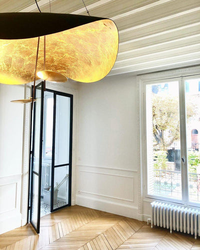 Aurisina Pendant Lamp Black Gold Curved Shade