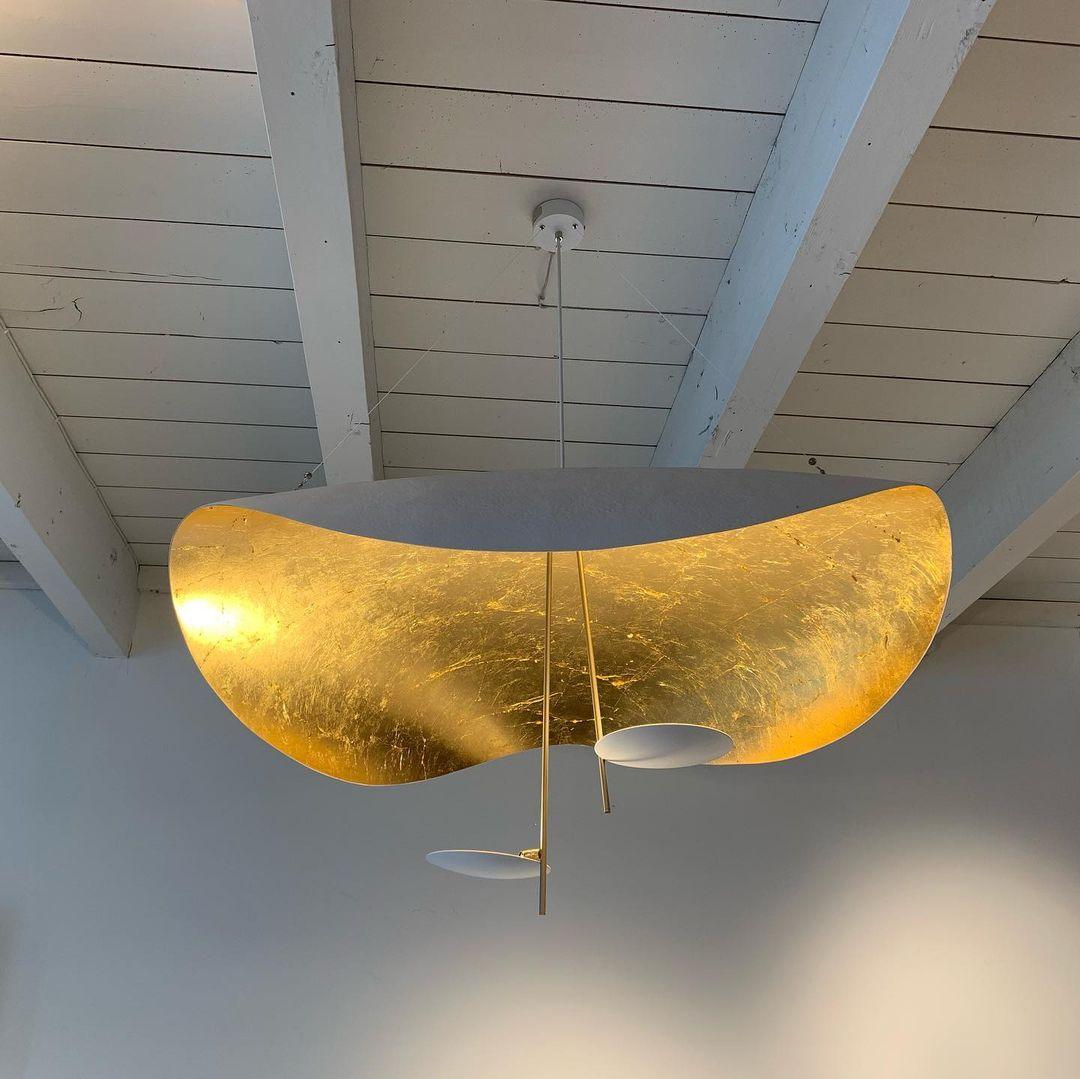 Aurisina Pendant Lamp Black Gold Curved Shade
