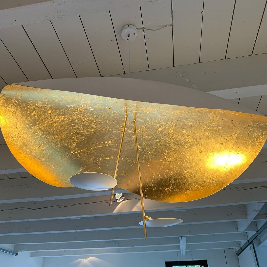 Aurisina Pendant Lamp Black Gold Curved Shade
