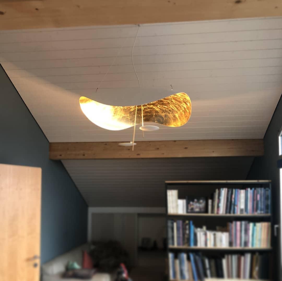 Aurisina Pendant Lamp Black Gold Curved Shade