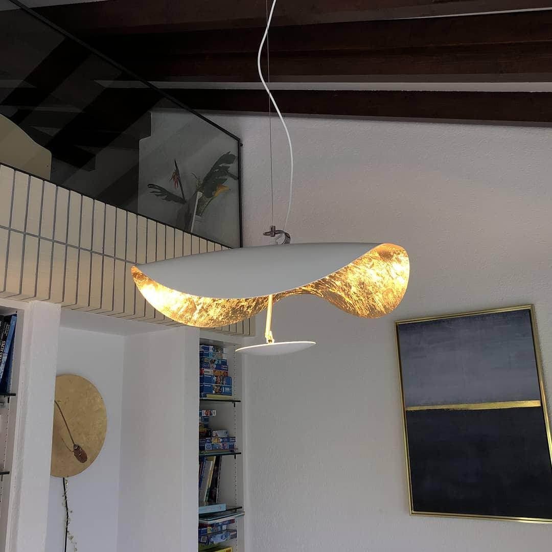 Aurisina Pendant Lamp Black Gold Curved Shade