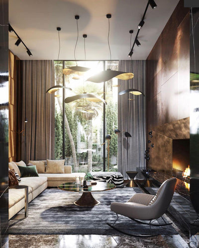 Aurisina Pendant Lamp Black Gold Curved Shade