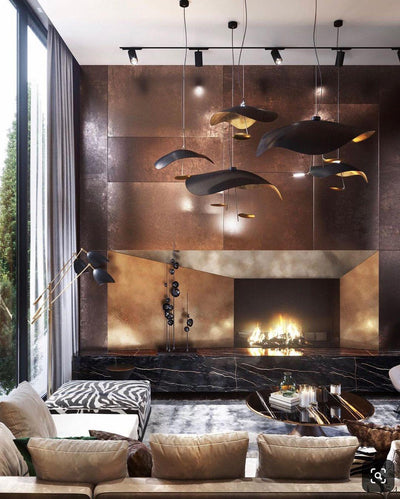 Aurisina Pendant Lamp Black Gold Curved Shade