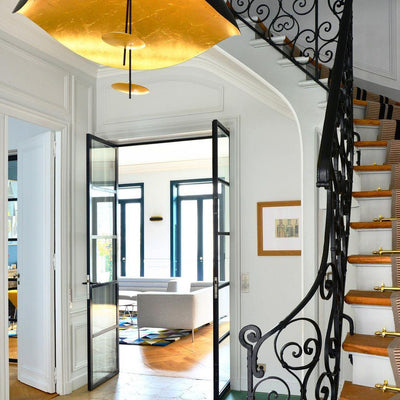 Aurisina Pendant Lamp Black Gold Curved Shade