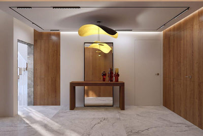 Aurisina Pendant Lamp Black Gold Curved Shade