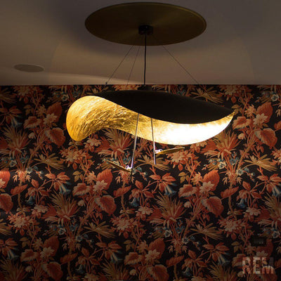 Aurisina Pendant Lamp Black Gold Curved Shade
