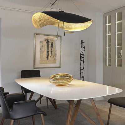 Aurisina Pendant Lamp Black Gold Curved Shade