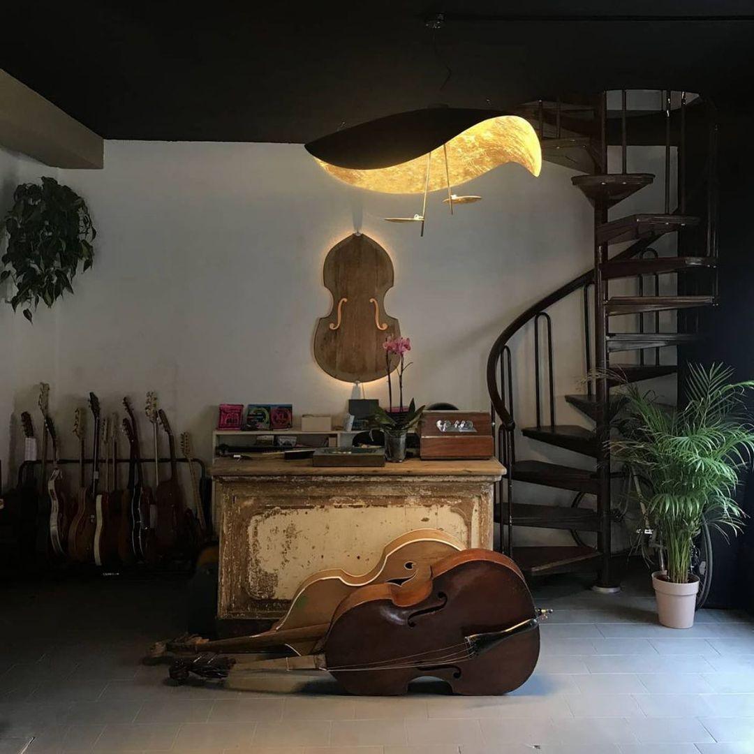 Aurisina Pendant Lamp Black Gold Curved Shade