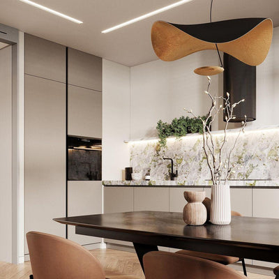 Aurisina Pendant Lamp Black Gold Curved Shade