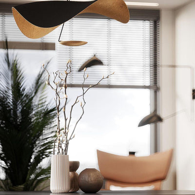 Aurisina Pendant Lamp Black Gold Curved Shade