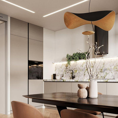 Aurisina Pendant Lamp Black Gold Curved Shade