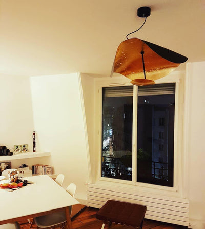 Aurisina Pendant Lamp Black Gold Curved Shade