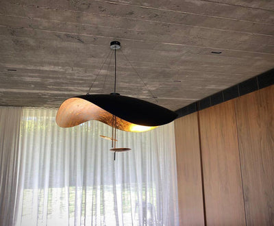 Aurisina Pendant Lamp Black Gold Curved Shade