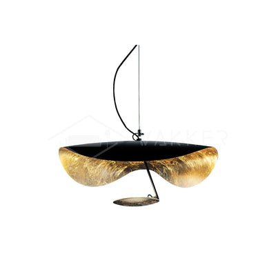 Aurisina Pendant Lamp Black Gold Curved Shade