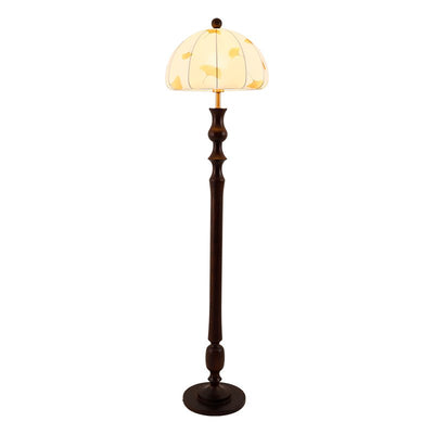 Ginkgore Wood Fabric Vintage Floor Lamp