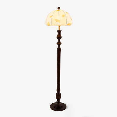 Ginkgore Wood Fabric Vintage Floor Lamp
