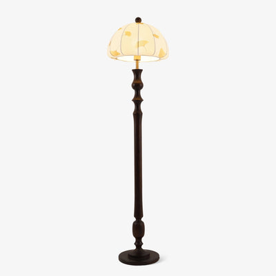 Ginkgore Wood Fabric Vintage Floor Lamp