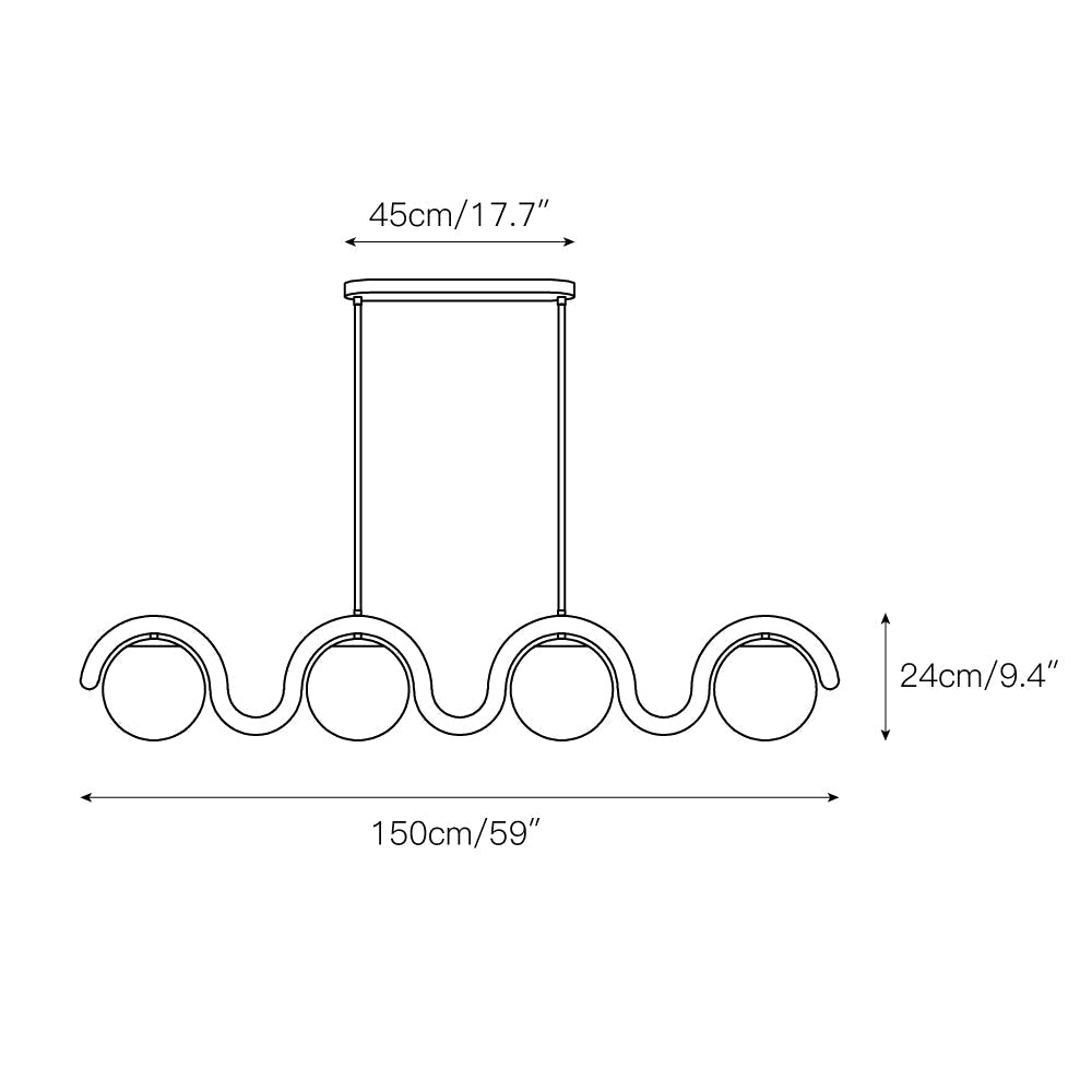 Aria Modern Metal Glass Linear Chandelier