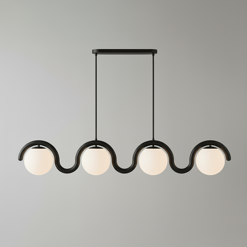 Aria Modern Metal Glass Linear Chandelier