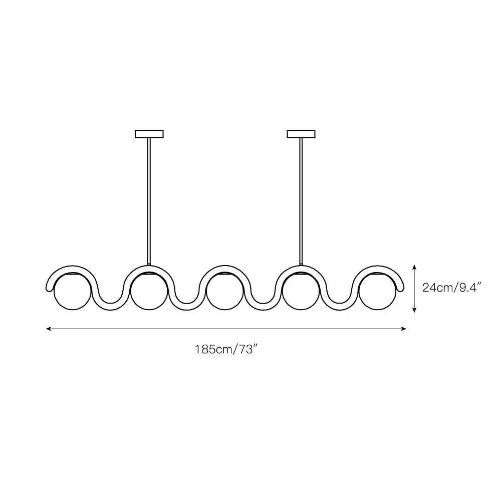 Aria Modern Metal Glass Linear Chandelier