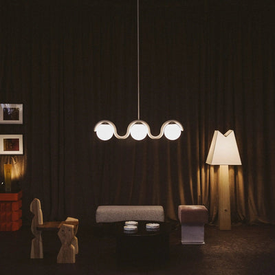Aria Modern Metal Glass Linear Chandelier