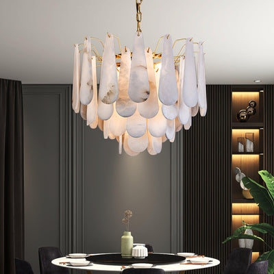 Niveneon Teardrop Alabaster Chandelier