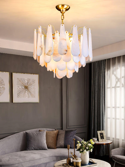 Niveneon Teardrop Alabaster Chandelier