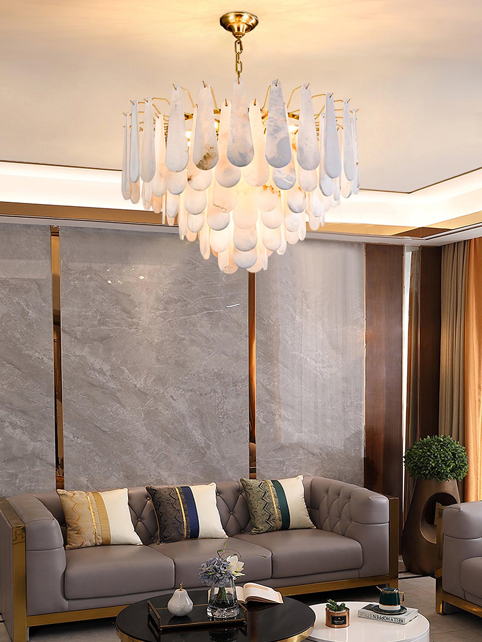 Niveneon Teardrop Alabaster Chandelier