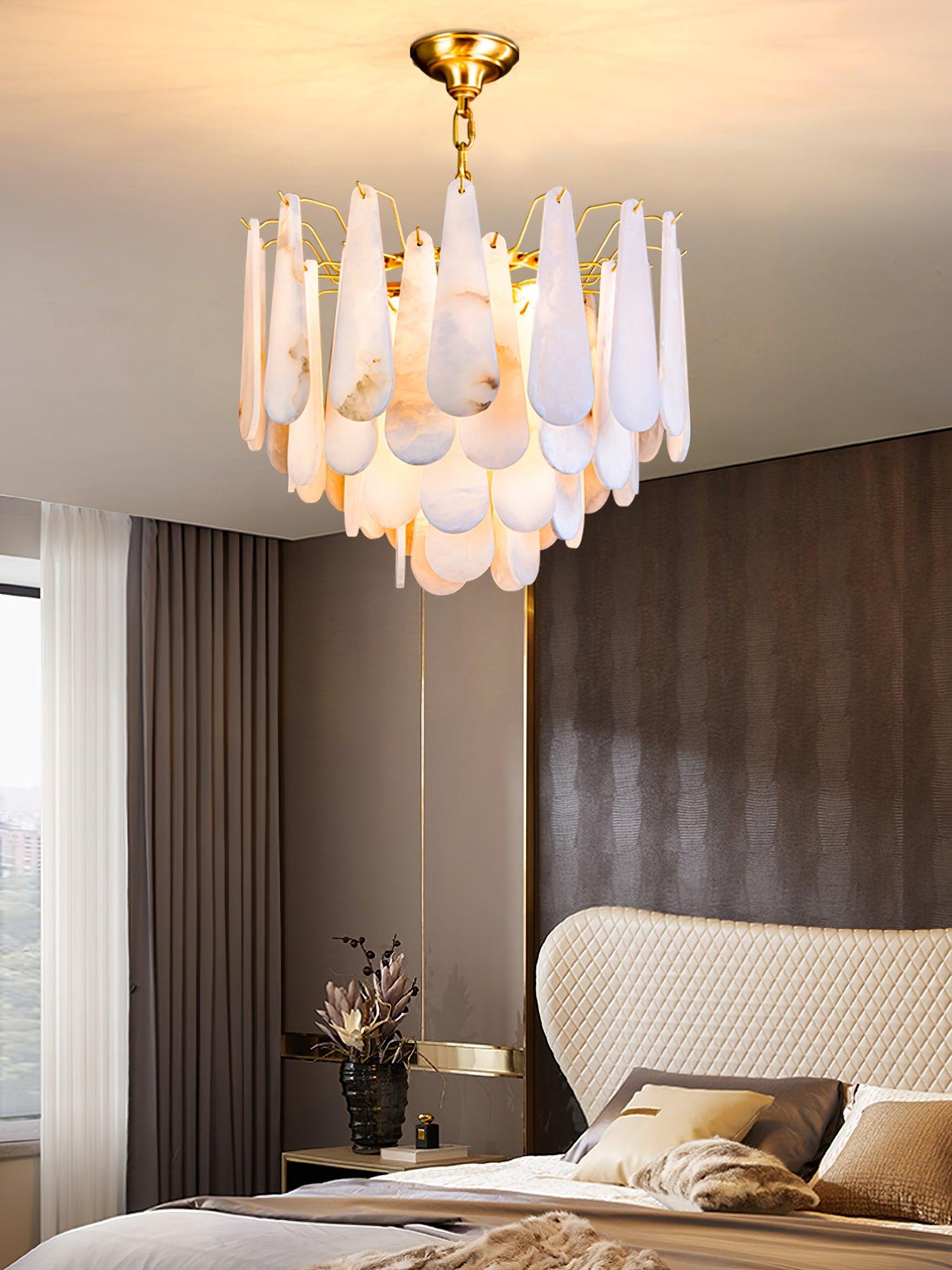 Niveneon Teardrop Alabaster Chandelier