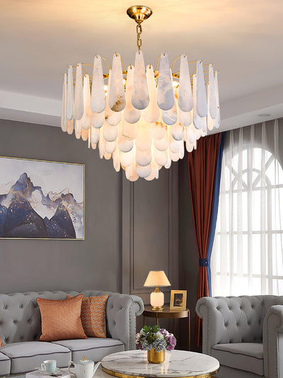 Niveneon Teardrop Alabaster Chandelier