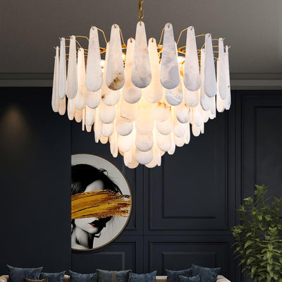 Niveneon Teardrop Alabaster Chandelier