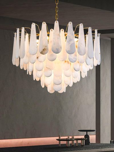 Niveneon Teardrop Alabaster Chandelier