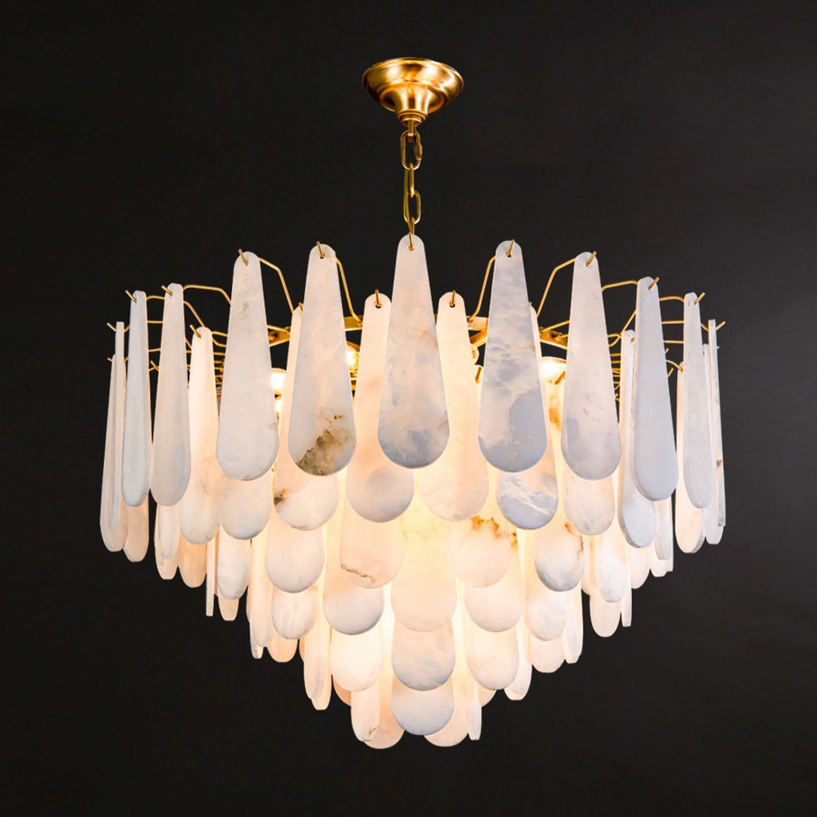 Niveneon Teardrop Alabaster Chandelier