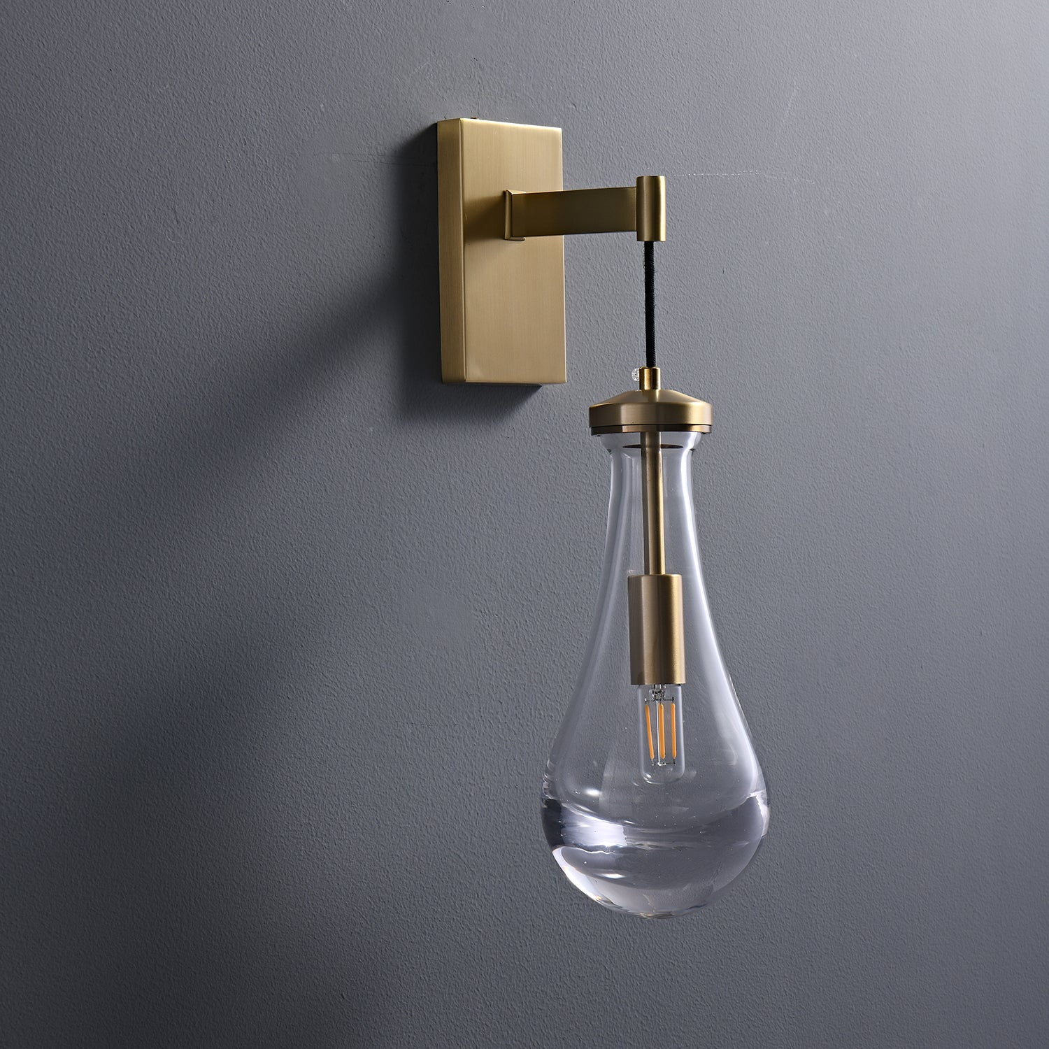 Lyshaos Modern Minimalist Brass Glass Wall Lamp