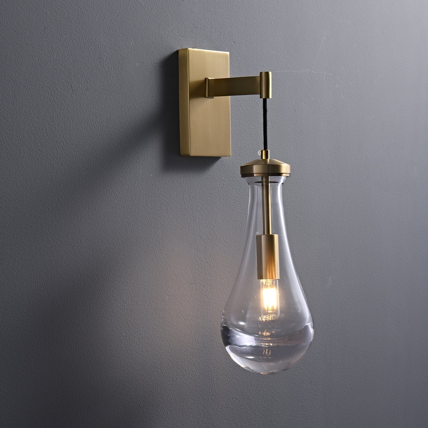 Lyshaos Modern Minimalist Brass Glass Wall Lamp