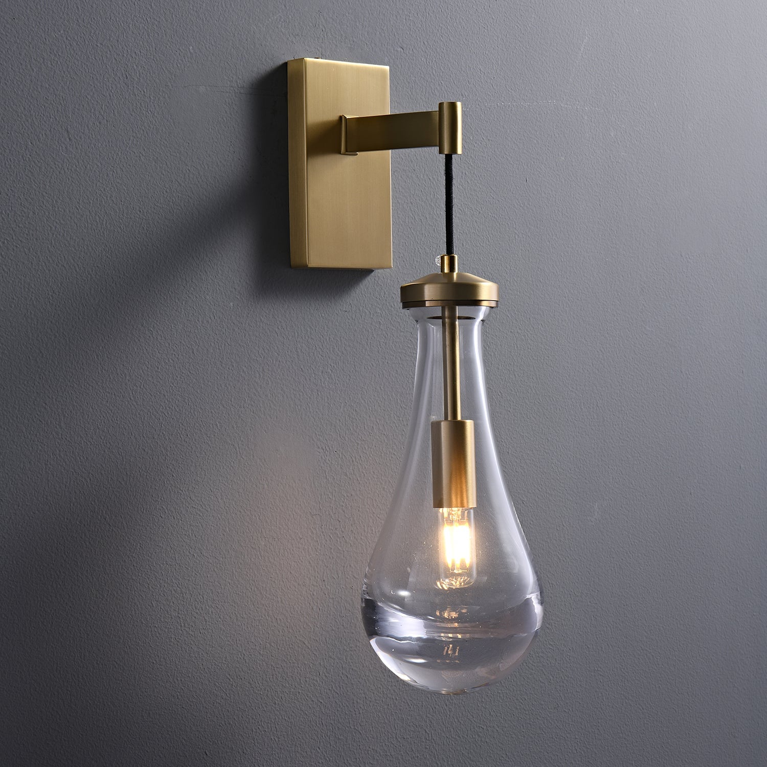 Lyshaos Modern Minimalist Brass Glass Wall Lamp