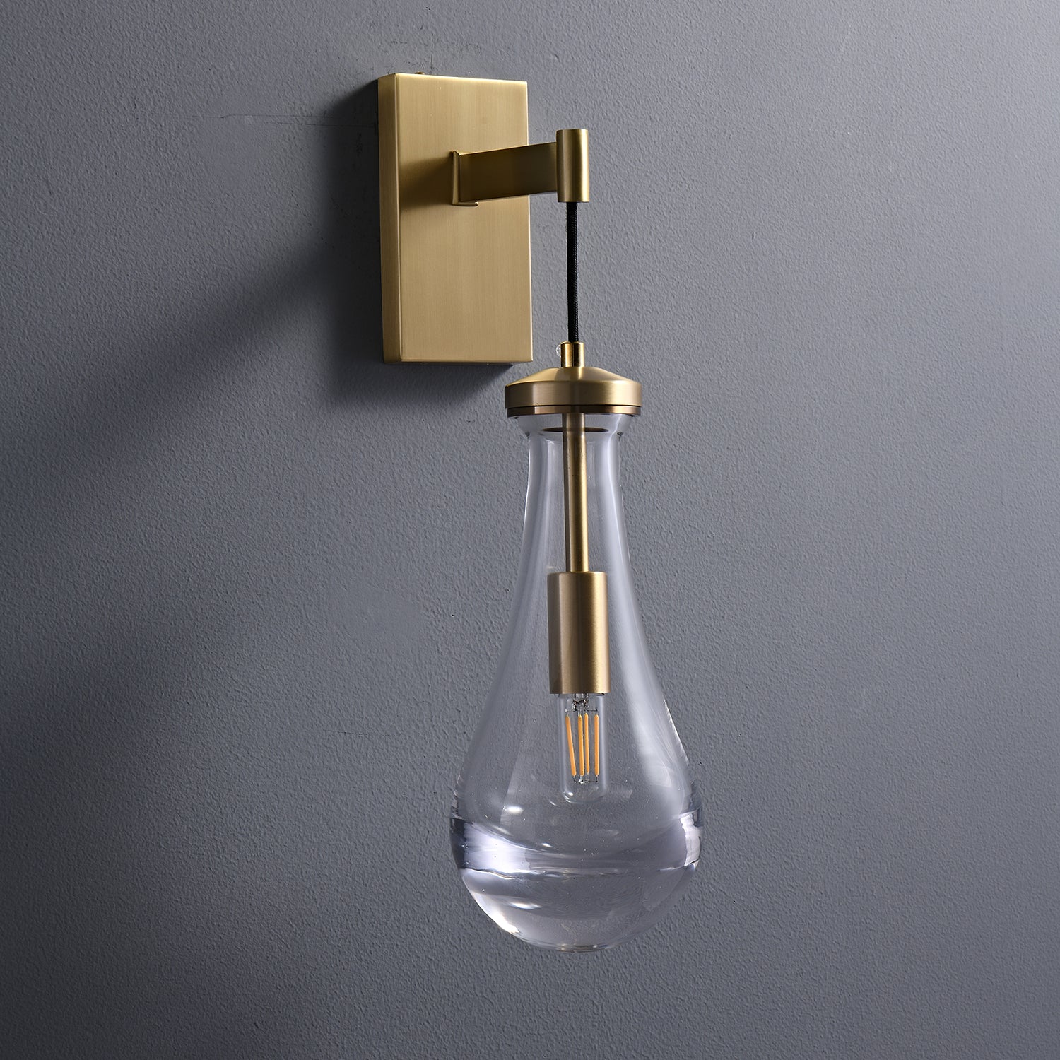 Lyshaos Modern Minimalist Brass Glass Wall Lamp