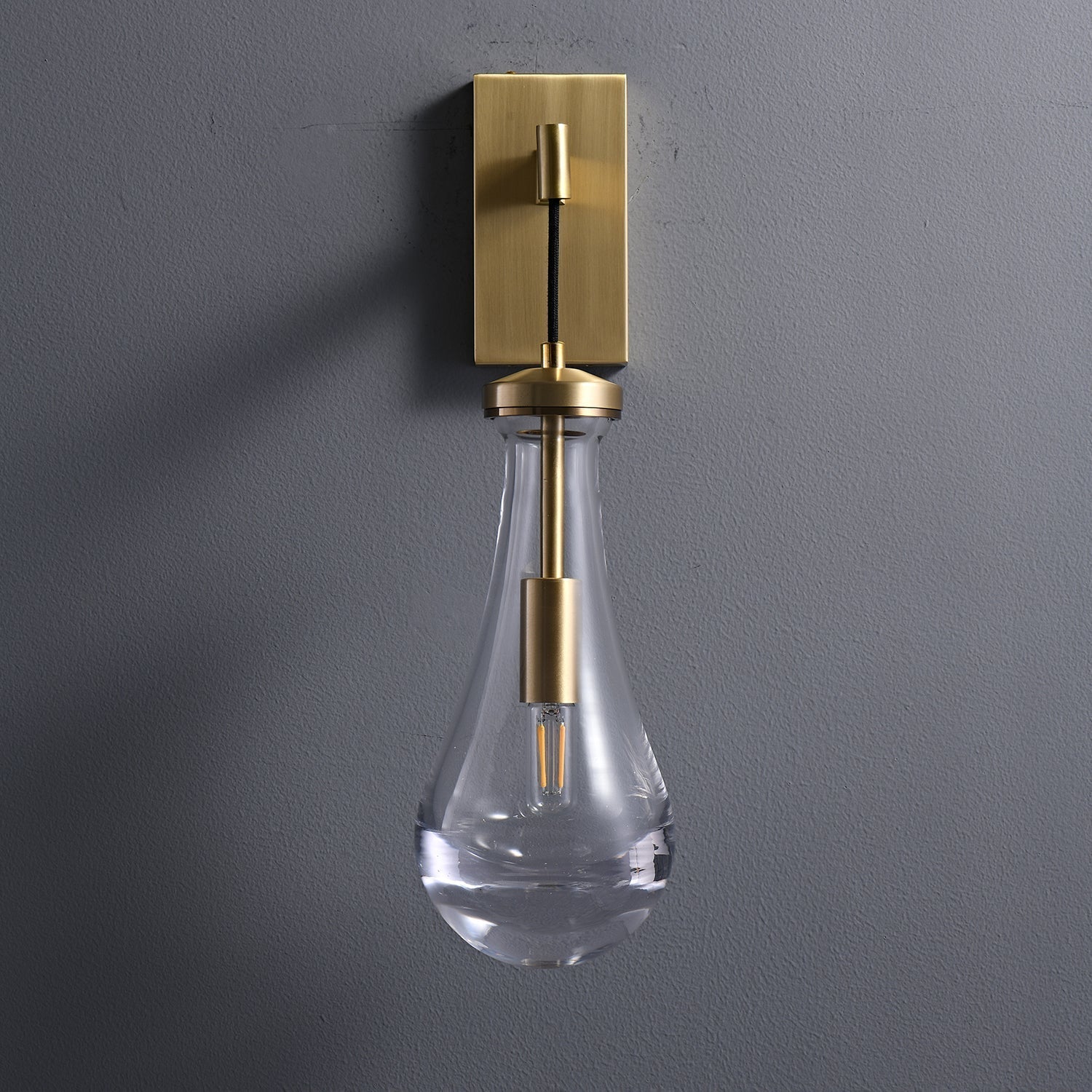 Lyshaos Modern Minimalist Brass Glass Wall Lamp