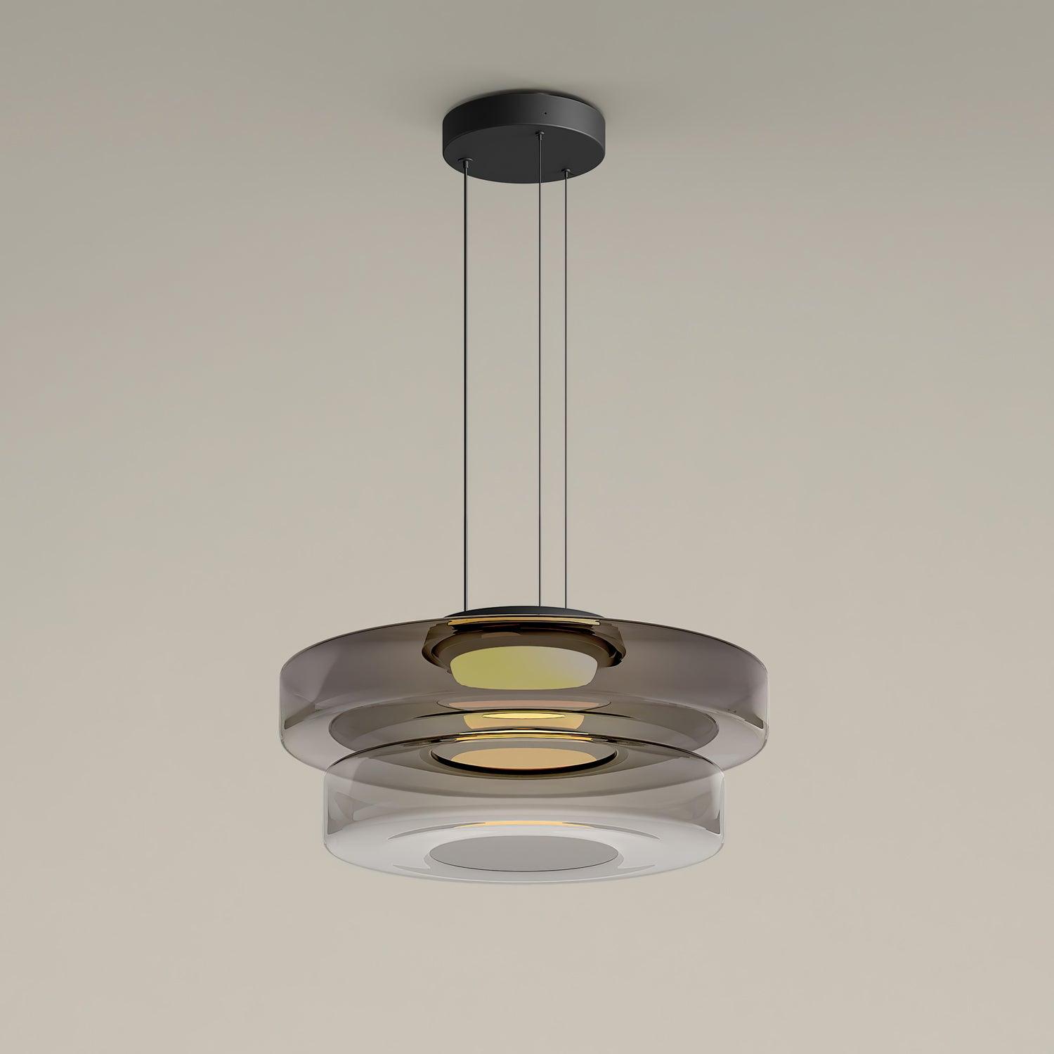 Lustra Pendant Lamp Glass Circles Multi-Level - Neutral Decor