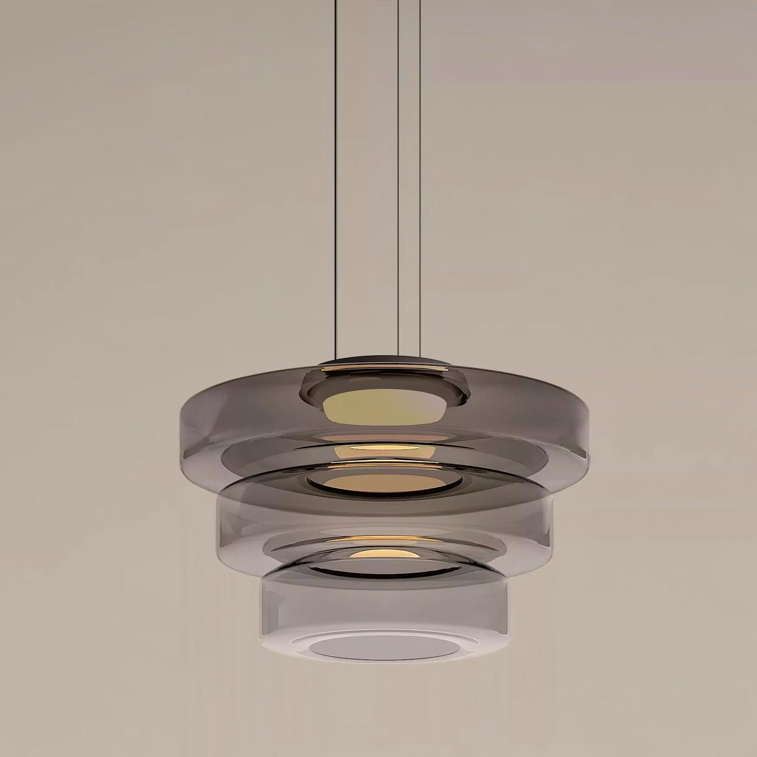 Lustra Pendant Lamp Glass Circles Multi-Level - Neutral Decor