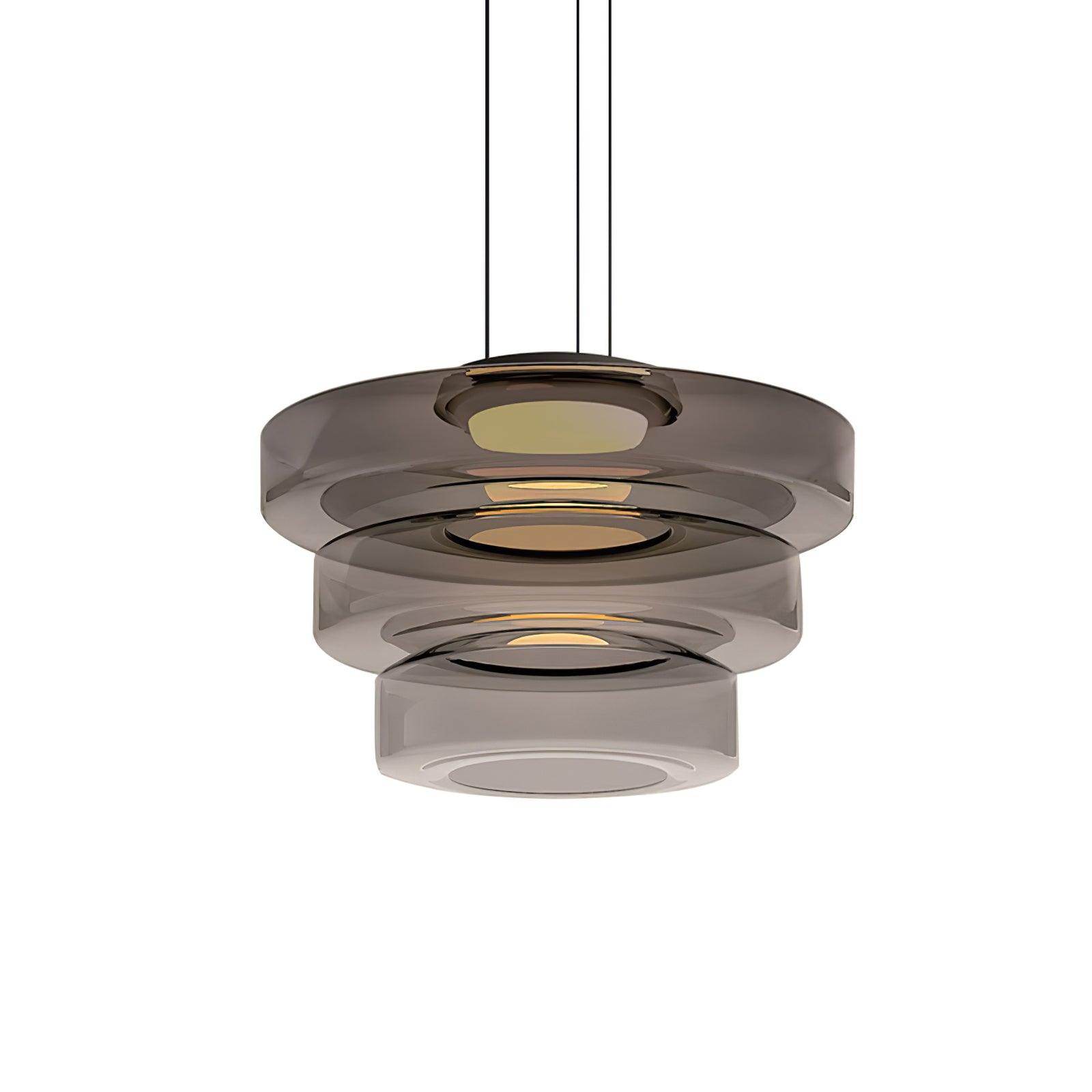 Lustra Pendant Lamp Glass Circles Multi-Level - Neutral Decor