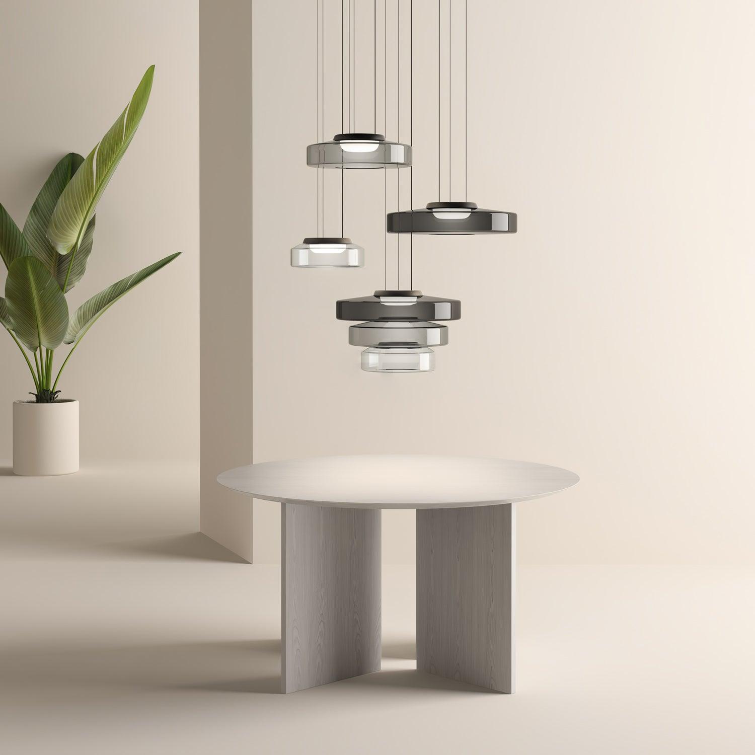 Lustra Pendant Lamp Glass Circles Multi-Level - Neutral Decor