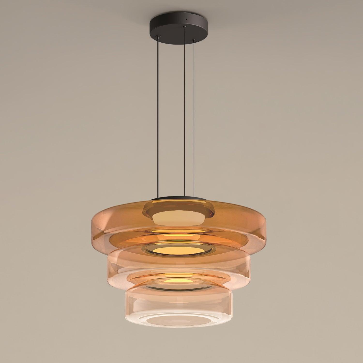 Lustra Pendant Lamp Glass Circles Multi-Level - Neutral Decor