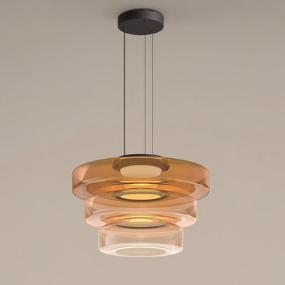 Lustra Pendant Lamp Glass Circles Multi-Level - Neutral Decor