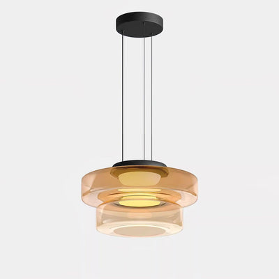 Lustra Pendant Lamp Glass Circles Multi-Level - Neutral Decor