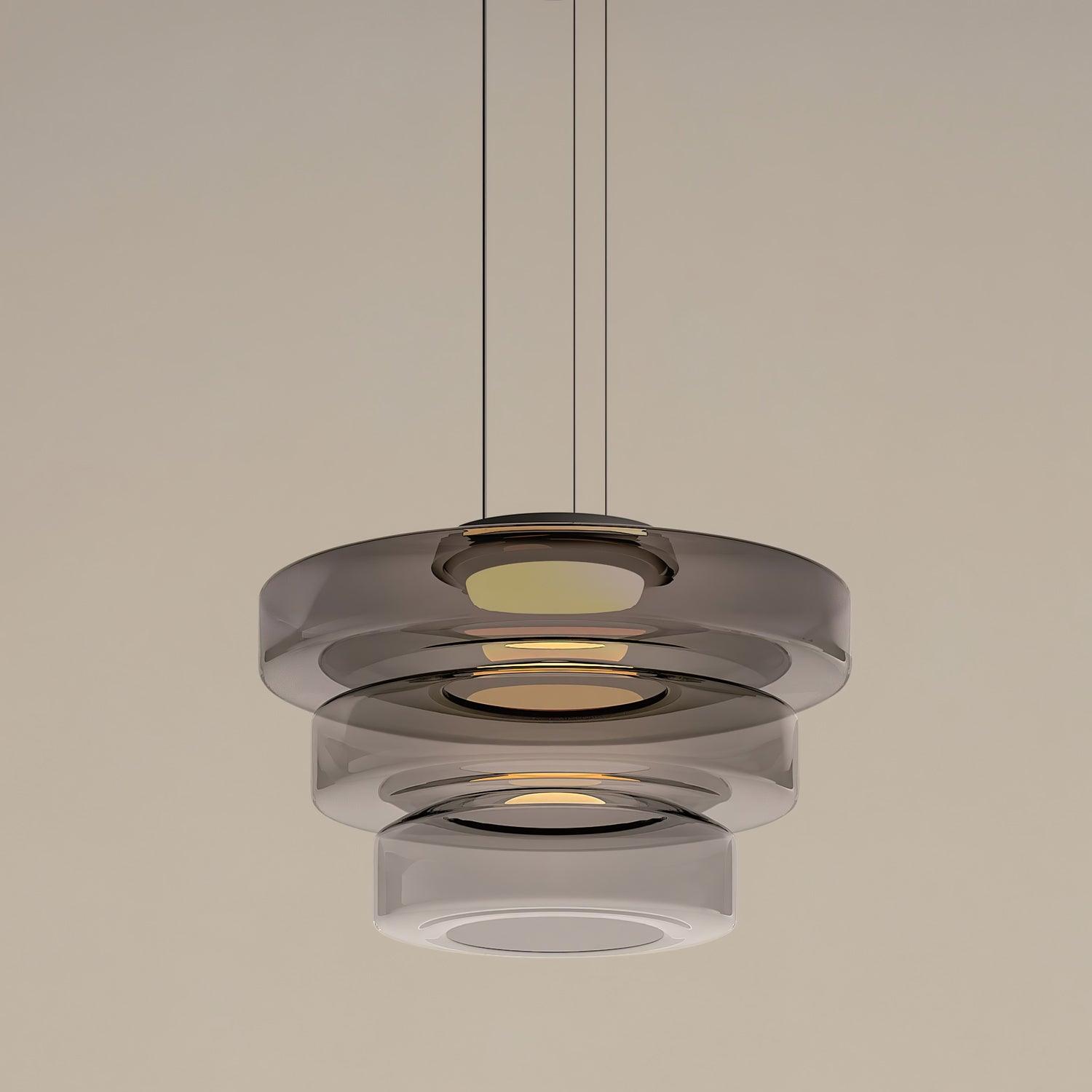 Lustra Pendant Lamp Glass Circles Multi-Level - Neutral Decor