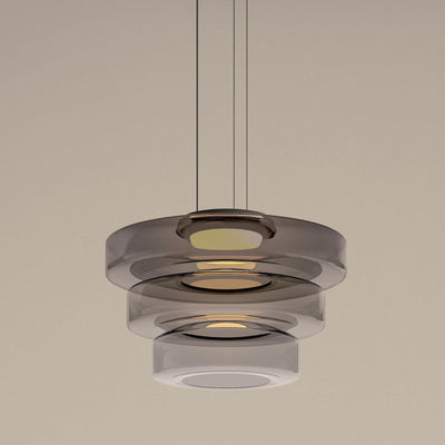 Lustra Pendant Lamp Glass Circles Multi-Level - Neutral Decor