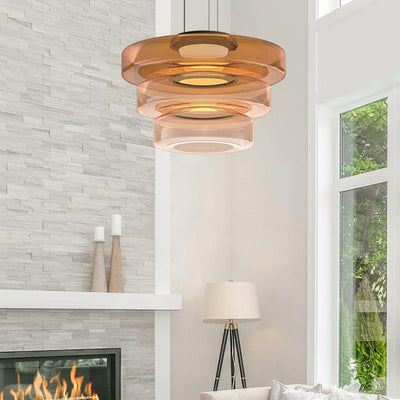 Lustra Pendant Lamp Glass Circles Multi-Level - Neutral Decor